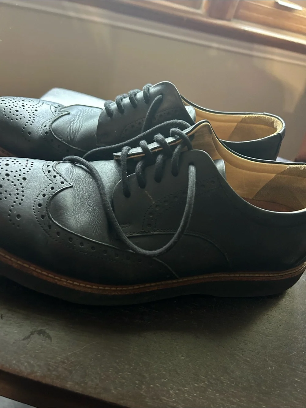 Men's Black Wingtip Derby Shoes - Classic Leather Oxford Style